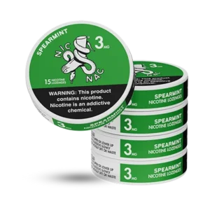 Nic Nac Nicotine Lozenges Spearmint, 3mg tobacco-free nicotine lozenge container, 15 lozenges