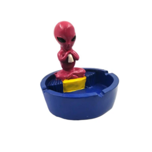 Resin Zen Alien Ashtray, novelty alien figurine perched on rounded bowl