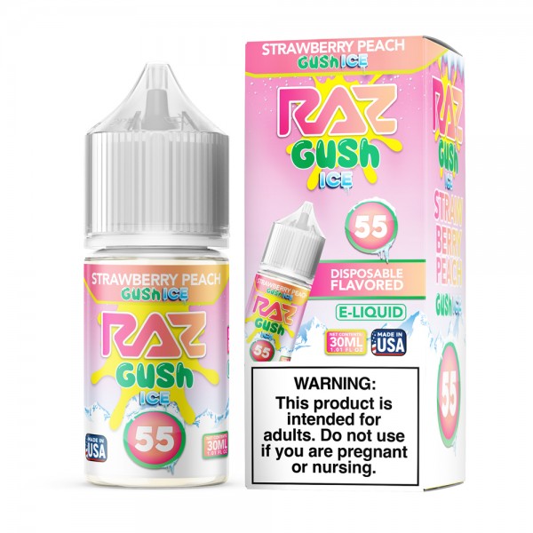 RAZ Strawberry Peach Gush Ice Nixodine salt e-liquid 30ml bottle