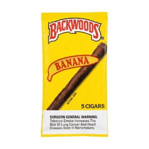 Backwoods Banana 5 pack cigars in resealable foil pouch