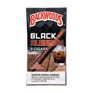 Backwoods Black Russian 5 pack cigars in resealable foil pouch