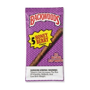 Backwoods Honey Berry 5 pack cigars in resealable foil pouch