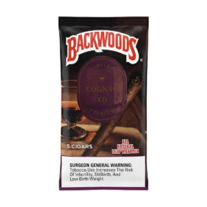 Backwoods Cognac 5 pack cigars in resealable foil pouch
