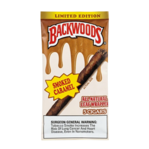 Backwoods Smoked Caramel 5 pack cigars in resealable foil pouch